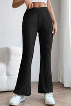 Load image into Gallery viewer, Basic Bae Full Size Ribbed High Waist Flare Pants Ti Amo I love you
