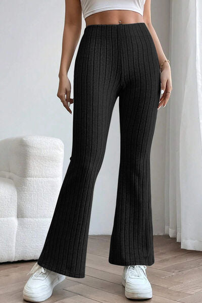 Basic Bae Full Size Ribbed High Waist Flare Pants Ti Amo I love you