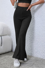 Load image into Gallery viewer, Basic Bae Full Size Ribbed High Waist Flare Pants Ti Amo I love you
