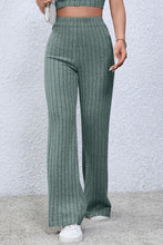 Load image into Gallery viewer, Basic Bae Full Size Ribbed High Waist Flare Pants Ti Amo I love you
