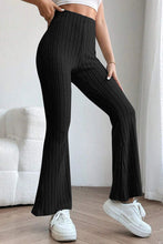 Load image into Gallery viewer, Basic Bae Full Size Ribbed High Waist Flare Pants Ti Amo I love you
