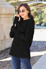 Load image into Gallery viewer, Basic Bae Full Size Ribbed Round Neck Long Sleeve Knit Top Ti Amo I love you
