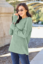 Load image into Gallery viewer, Basic Bae Full Size Ribbed Round Neck Long Sleeve Knit Top Ti Amo I love you
