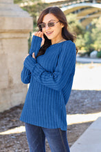 Load image into Gallery viewer, Basic Bae Full Size Ribbed Round Neck Long Sleeve Knit Top Ti Amo I love you
