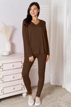 Load image into Gallery viewer, Basic Bae Full Size V-Neck Soft Rayon Long Sleeve Top and Pants Lounge Set Ti Amo I love you
