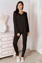 Load image into Gallery viewer, Basic Bae Full Size V-Neck Soft Rayon Long Sleeve Top and Pants Lounge Set Ti Amo I love you
