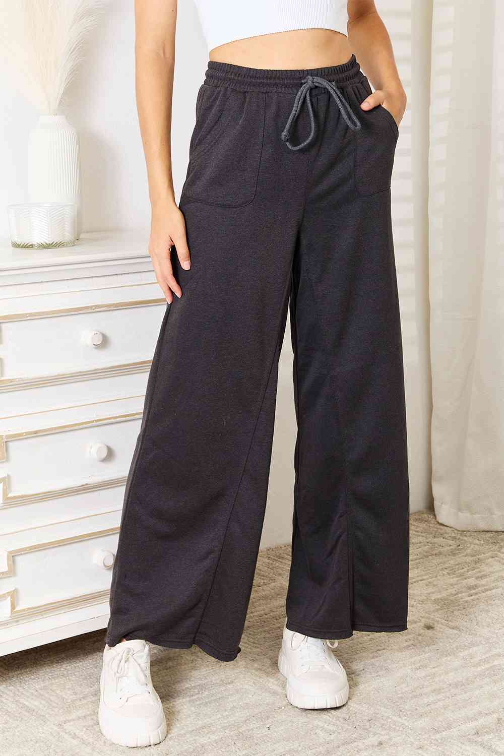 Basic Bae Wide Leg Pocketed Pants - Sizes S-XL Ti Amo I love you