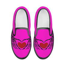 Load image into Gallery viewer, Ti Amo I love you - Exclusive Brand - Hot Magenta - Skeleton Hands with Heart - Kids Slip-on shoes - Black Soles
