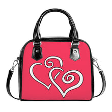 Load image into Gallery viewer, Ti Amo I love you - Exclusive Brand - Radical Red - Double White Heart - Shoulder Handbag
