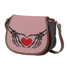 Load image into Gallery viewer, Ti Amo I love you - Exclusive Brand  - Oriental Pink - Skeleton Hands with Heart - Saddle Bag
