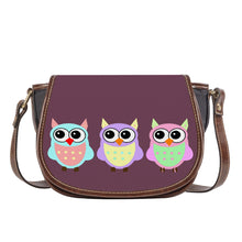 Load image into Gallery viewer, Ti Amo I love you - Exclusive Brand - Brownish Purple - 3 Owls -  Saddle Bag
