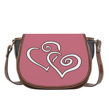 Load image into Gallery viewer, Ti Amo I love you - Exclusive Brand - Old Pink - Double White Heart - Saddle Bag
