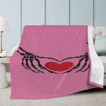 Load image into Gallery viewer, Ti Amo I love you - Exclusive Brand  - Charm - Skeleton Hands with Heart - Micro Fleece Blankets
