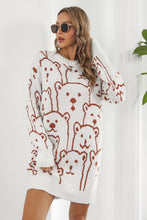 Load image into Gallery viewer, Bear Pattern Round Neck Sweater Dress Ti Amo I love you
