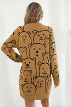 Load image into Gallery viewer, Bear Pattern Round Neck Sweater Dress Ti Amo I love you
