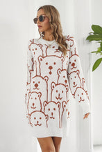 Load image into Gallery viewer, Bear Pattern Round Neck Sweater Dress Ti Amo I love you
