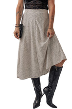 Load image into Gallery viewer, Beige Printed Abstract Print A-line High Waist Midi Skirt Ti Amo I love you
