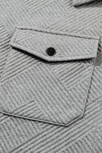 Load image into Gallery viewer, Beige Solid Textured Flap Pocket Buttoned Shacket Ti Amo I love you
