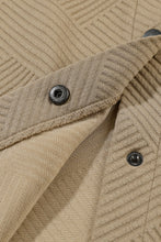 Load image into Gallery viewer, Beige Solid Textured Flap Pocket Buttoned Shacket Ti Amo I love you
