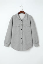 Load image into Gallery viewer, Beige Solid Textured Flap Pocket Buttoned Shacket Ti Amo I love you
