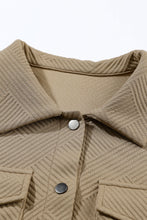 Load image into Gallery viewer, Beige Solid Textured Flap Pocket Buttoned Shacket Ti Amo I love you
