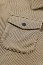 Load image into Gallery viewer, Beige Solid Textured Flap Pocket Buttoned Shacket Ti Amo I love you
