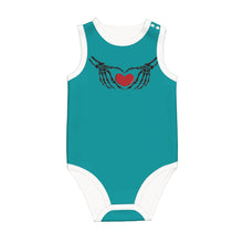 Load image into Gallery viewer, Ti Amo I love you - Exclusive Brand  - Persian Green - Skeleton Hands withHeart - Sleeveless Baby One-Piece
