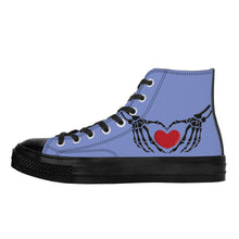 Load image into Gallery viewer, Ti Amo I love you - Exclusive Brand - Mood Mode - Skeleton Hands wit Heart - High Top Canvas Shoes - Black  Soles
