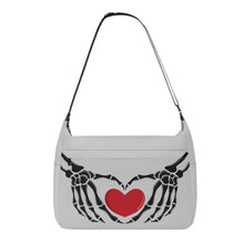 Load image into Gallery viewer, Ti Amo I love you - Exclusive Brand - Silver  - Skeleton Heart Hands -  Journey Computer Shoulder Bag
