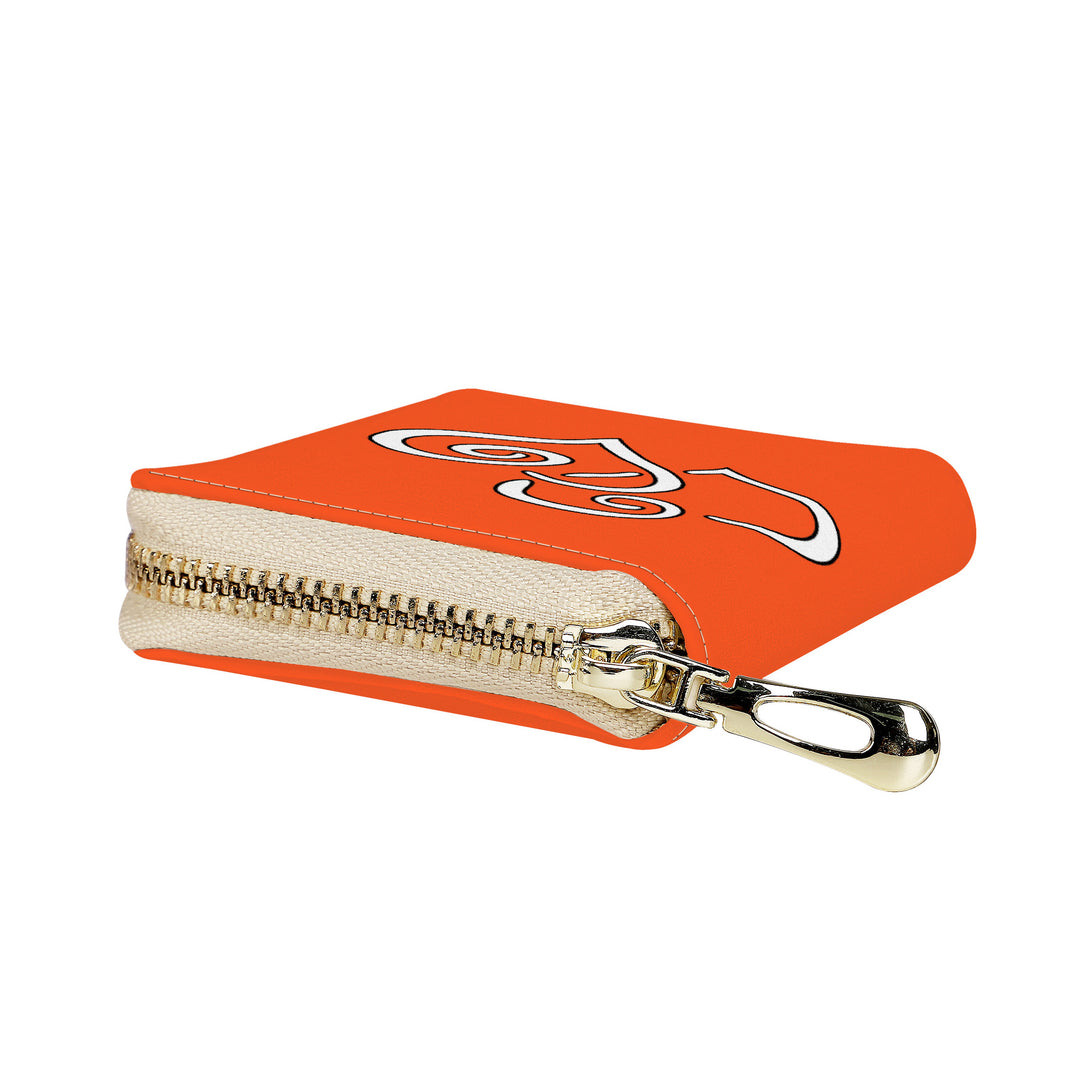 Ti Amo I love you - Exclusive Brand - Orange - Double White Heart - PU Leather - Zipper Card Holder