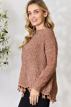 Load image into Gallery viewer, BiBi Tassel Trim Long Sleeve Sweater Ti Amo I love you
