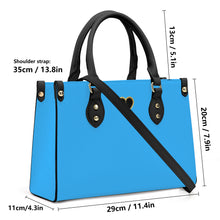 Load image into Gallery viewer, Ti Amo I love you - Exclusive Brand - Medium Cyan Blue - Luxury Womens PU Tote Bag - Black Straps
