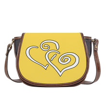 Load image into Gallery viewer, Ti Amo I love you - Exclusive Brand - Mustard Yellow - Double White Heart - Saddle Bag
