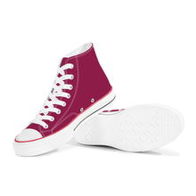 Load image into Gallery viewer, Ti Amo I love you - Exclusive Brand - Berry - White Daisy - High Top Canvas Shoes - White  Soles
