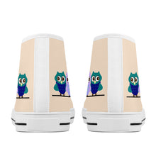 Load image into Gallery viewer, Ti Amo I love you - Exclusive Brand - Oasis - 3 Owls - High-Top Canvas Shoes - White Soles
