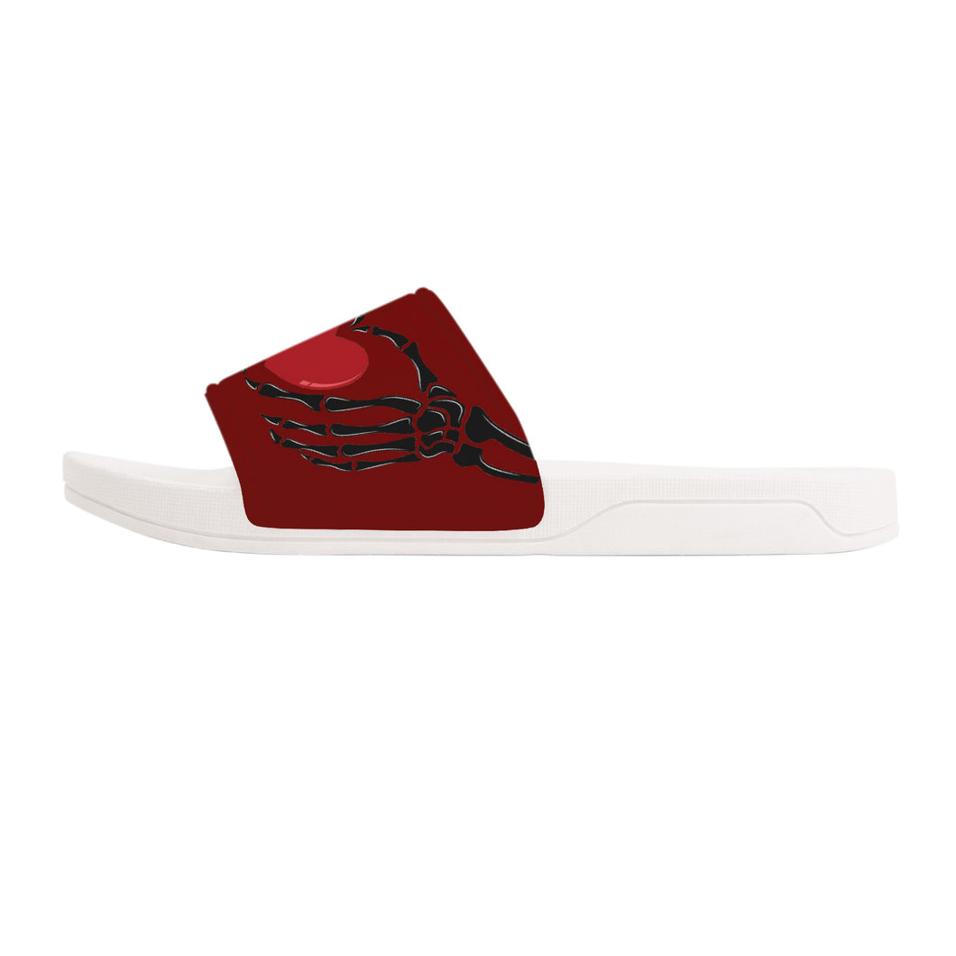 Ti Amo I love you - Exclusive Brand - Dark Burgundy - Skeleton Hands with Heart -  Slide Sandals - White Soles