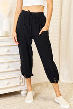 Load image into Gallery viewer, Black - Double Take Decorative Button Cropped Pants - Sizes S-2XL Ti Amo I love you
