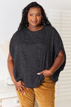 Load image into Gallery viewer, Black - Double Take Printed Dolman Sleeve Round Neck Blouse - Sizes S-XL Ti Amo I love you
