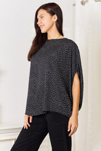 Load image into Gallery viewer, Black - Double Take Printed Dolman Sleeve Round Neck Blouse - Sizes S-XL Ti Amo I love you
