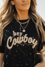 Load image into Gallery viewer, Black Hey Cowboy Vintage Splashed T Shirt Ti Amo I love you
