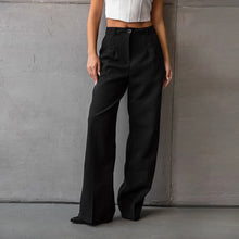 Load image into Gallery viewer, Black Office High Waist Slim Fit Slimming Straight Pants Summer Trousers Women Ti Amo I love you
