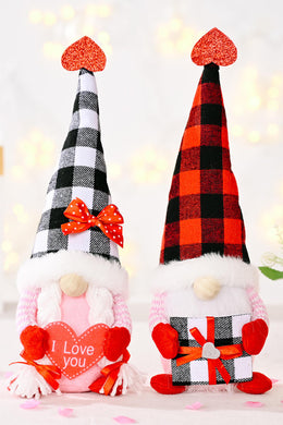 Black & Red / Black & White - Plaid Pointed Hat Gnome Ti Amo I love you