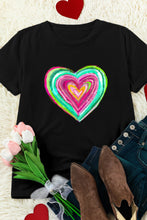 Load image into Gallery viewer, Black Valentine Heart Shaped Print Crew Neck T Shirt Ti Amo I love you
