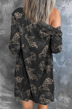 Load image into Gallery viewer, Black Wild Tiger Print Button Front Cardigan Ti Amo I love you
