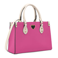 Load image into Gallery viewer, Ti Amo I love you - Exclusive Brand - Raspberry Rose - Luxury Womens PU Tote Bag - Cream Straps
