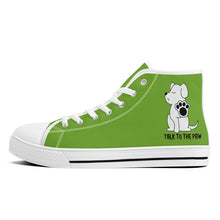 Load image into Gallery viewer, Ti Amo I love you  - Exclusive Brand - Green Onion - Talk to the Paw -  High-Top Canvas Shoes - White
