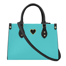 Load image into Gallery viewer, Ti Amo I love you - Exclusive Brand - Medium Turquoise Blue- Luxury Womens PU Tote Bag - Black Straps
