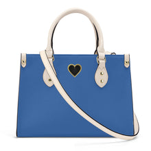 Load image into Gallery viewer, Ti Amo I love you - Exclusive Brand - Flat Blue - Luxury Womens PU Tote Bag - Cream Straps
