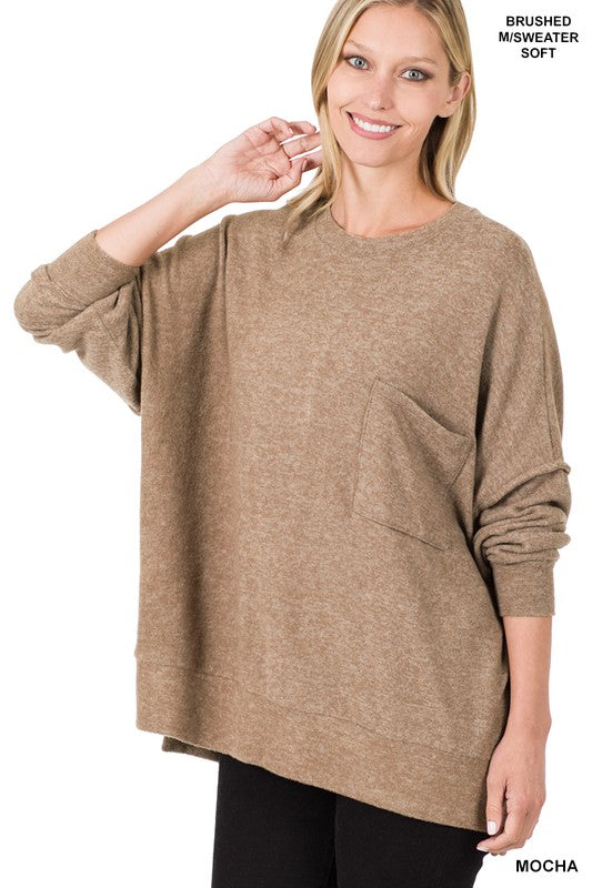 Brushed Melange Drop Shoulder Oversized Sweater Ti Amo I love you