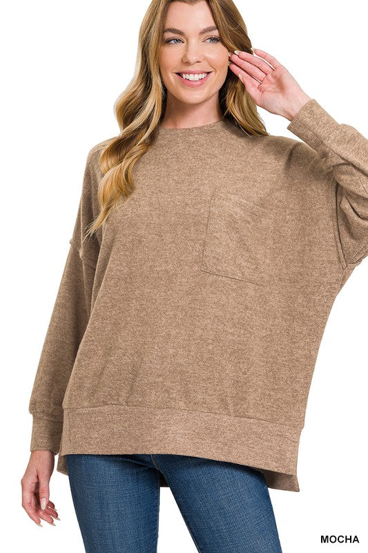 Brushed Melange Drop Shoulder Oversized Sweater Ti Amo I love you